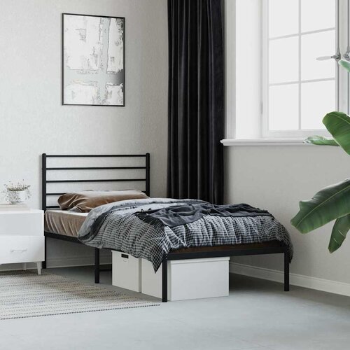  Metalni okvir za krevet s uzglavljem crni 90x190 cm Cijene