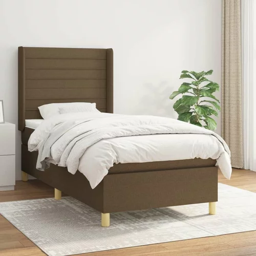  Box spring postelja z vzmetnico temno rjava 80x200 cm blago, (20900216)