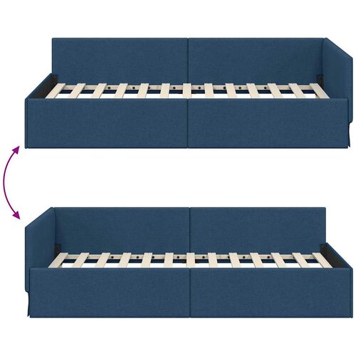  Kutni okvir kreveta s uzglavljem Plava 80 cm x 200 cm tkanina Slike