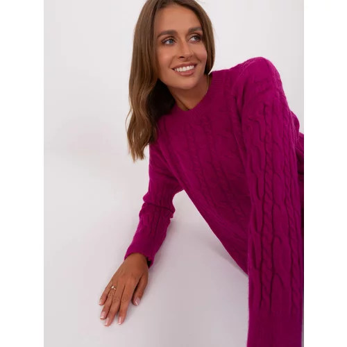 Fashion Hunters Purple sweater with cables and round neckline