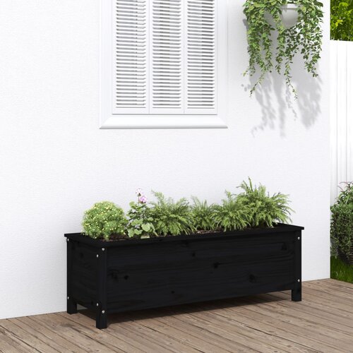 VidaXL Vrtna visoka greda črna 119,5x40x39 cm trdna borovina Slike