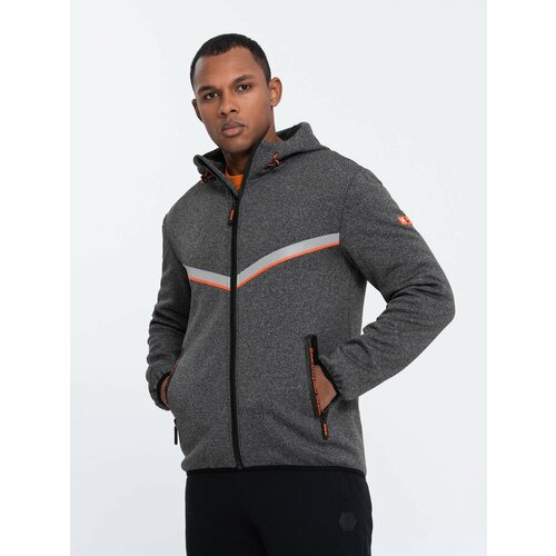 Ombre Men's sports jacket with adjustable hood and reflector - graphite Cene