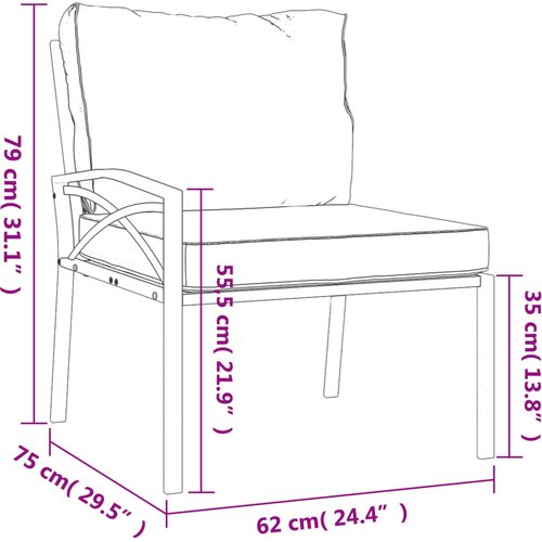  Vrtne stolice sa sivim jastucima 2 kom 62 x 75 x 79 cm čelične Slike