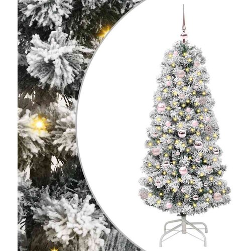 vidaXL Umetno Zložljivo Božično Drevo Zelena in bela 150 cm PVC Cene