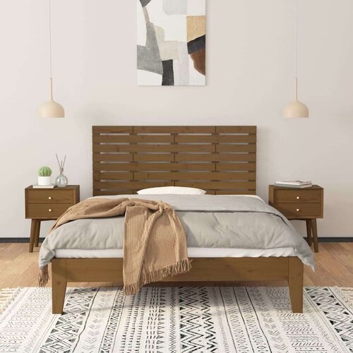  Zidno uzglavlje boja meda 126x3x63 cm masivna borovina Slike