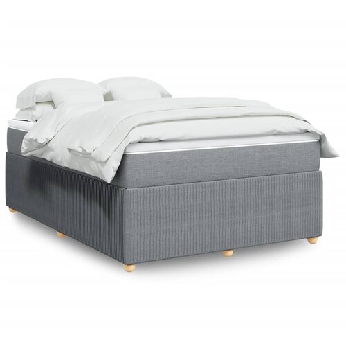 vidaXL Box spring posteljni z vzmetnico svetlo siv 140x190 cm blago Cene