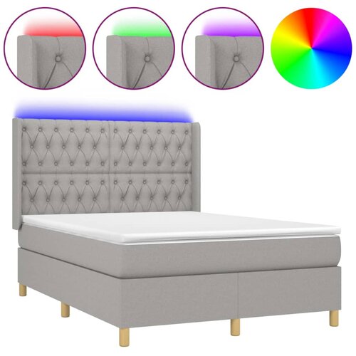  box spring s madracem LED svjetlosivi 140x190 cm tkanina Slike