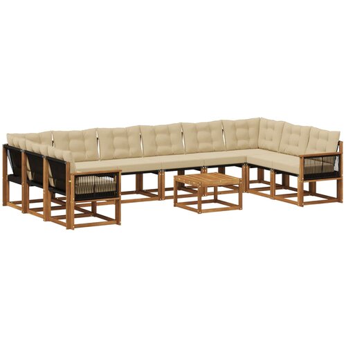 vidaXL Zunanja garnitura za sedenje z blazino 11 pcs Naravna in bež, (5000280609) Cene