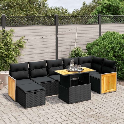  8-dijelni set vrtnih sofa od poliratana s jastucima crni Cijene