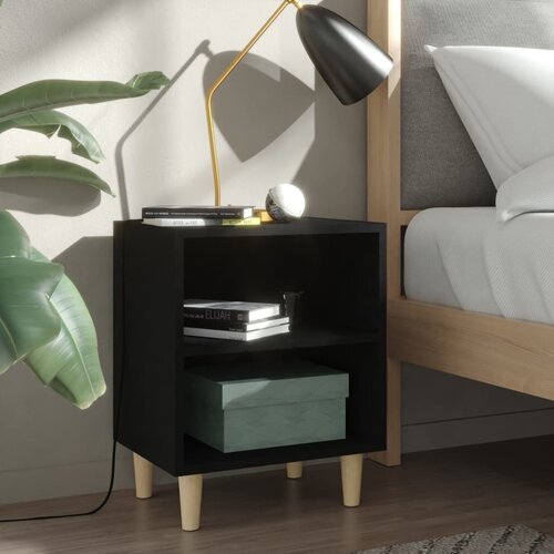 The Living Store Noćni ormarići s nogama od masivnog drva 2 kom crni 40x30x50 cm Cijene