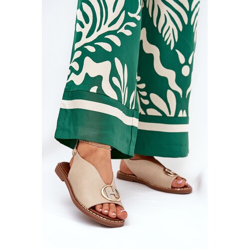 Boto Flat elegant sandals with decoration beige Iseliria Cene