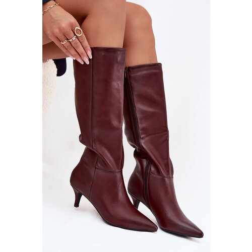 Boto Women's Boots on Low Heel Lined with Eco Leather Bordeaux Marcellia Cene