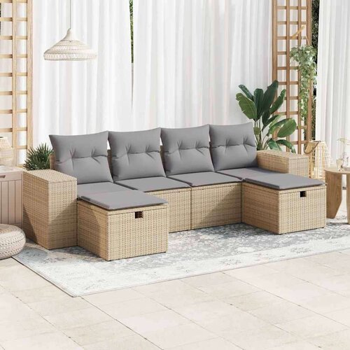 vidaXL 6-dijelni set vrtnih sofa s jastucima bež od poliratana Cijene