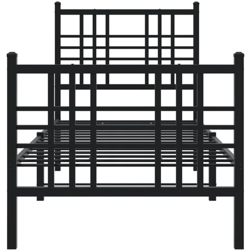  Metalni okvir kreveta uzglavlje i podnožje crni 80x200 cm Slike