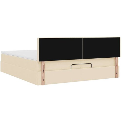 VidaXL Otomanski krevet s madracem krem 200x200 cm od tkanine Slike