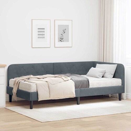 vidaXL Kutni okvir kreveta s madracem Tamno siva 90 x 190 cm Bar&scaron;un Cijene
