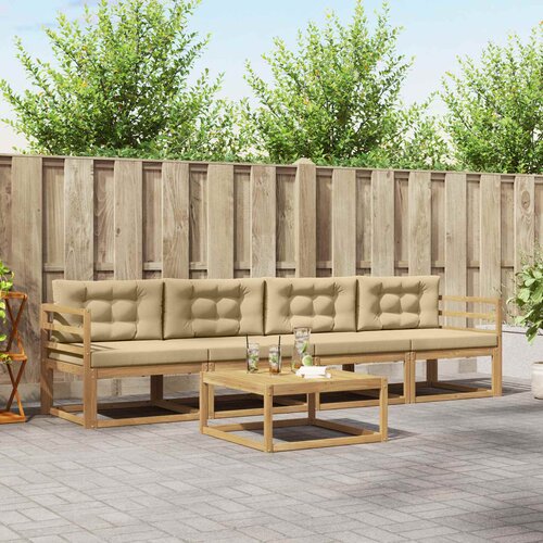  Set vanjskih sofa s jastukom 4 pcs Bijela i bež Cene