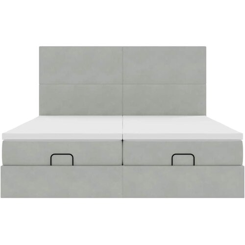  Okvir kreveta s madracima svijetlosivi 200x200cm bar&amp;scaron;unasti Slike