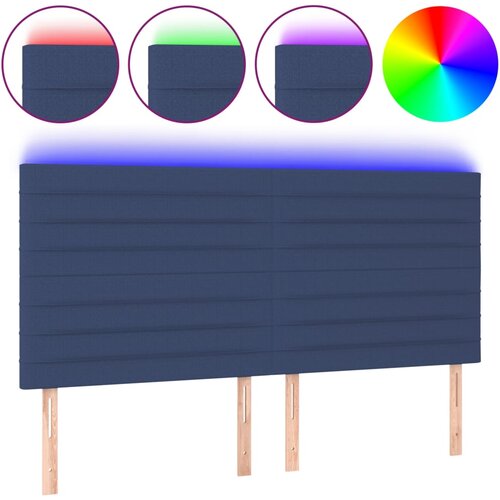 Maison Chic led posteljno vzglavje - vzglavna omarica - nočna omarica modro 200x5x118/128 cm blago, (21712524) Slike