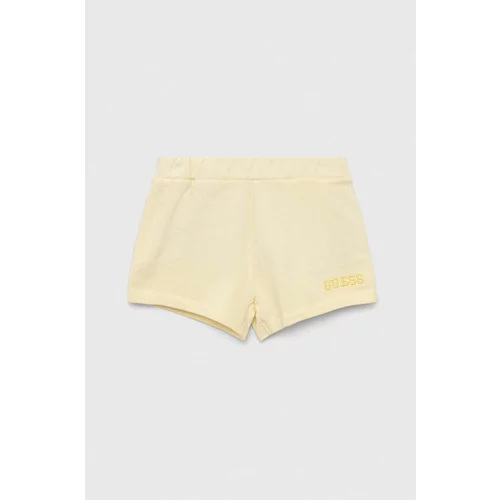 Guess Dječje pamučne kratke hlače boja: žuta, glatki materijal