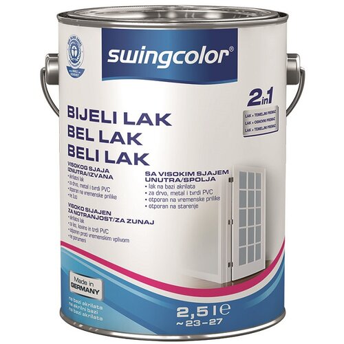 SWINGCOLOR Akrilni lak 2 v 1 (visokosijajni lak; barva: bela; 2,5 l) Slike