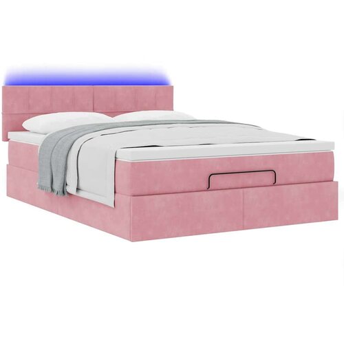  Otomanski krevet s madracem&amp;amp;amp LED ružičasti 140x190 cm bar&amp;scaron;unasti Slike