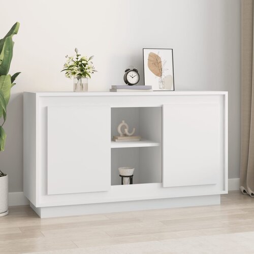 VidaXL Komoda bela 102x35x60 cm inženirski les Slike