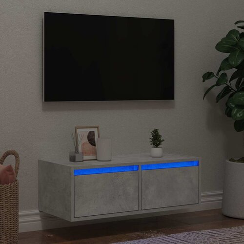 VidaXL TV omarica z LED lučkami betonsko siva 75x35,5x25 cm Slike