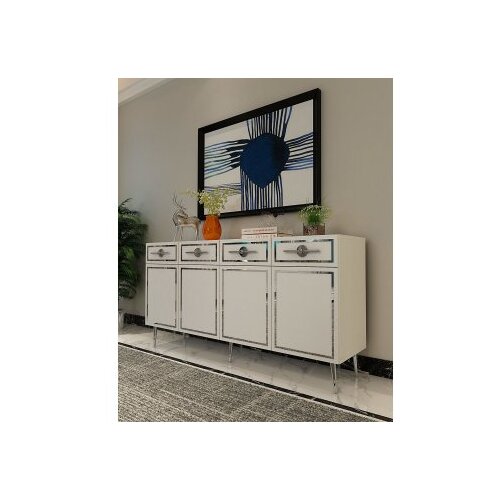 Hanah home Komoda Belly KB150 White Silver Cene