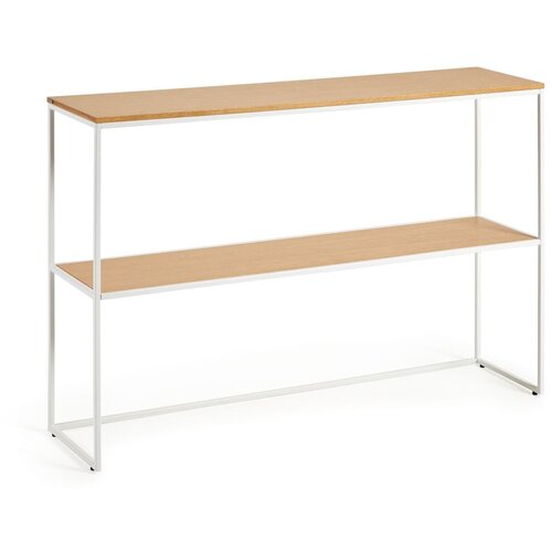 Kave Home Bijeli/u prirodnoj boji pomoćni stol u dekoru hrasta 30x120 cm Yoana &amp;ndash; Slike