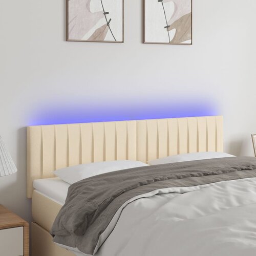 VidaXL LED uzglavlje krem 144x5x78/88 cm od tkanine Slike