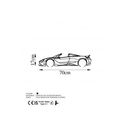 Wallity metalni ukras za zid mclaren 720S silhouette Slike