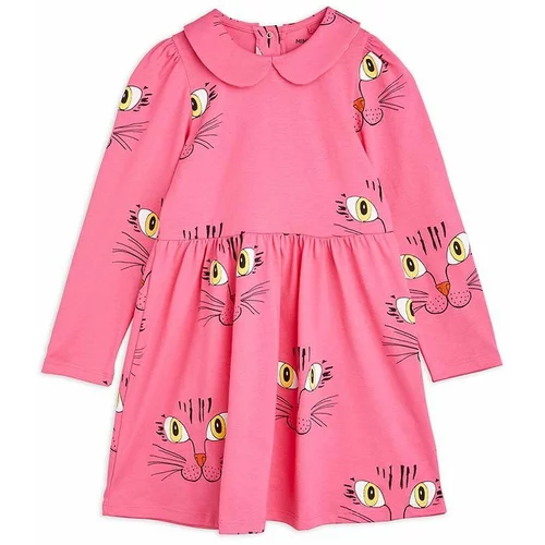 Mini Rodini Dječja pamučna haljina boja: ružičasta, mini, širi se prema dolje