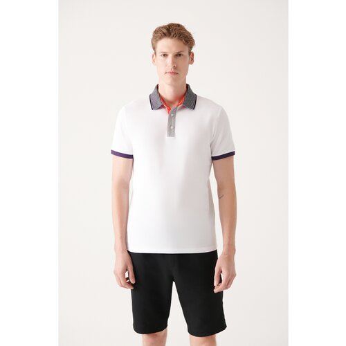 Avva Men's White 100% Cotton Polo Neck Standard Fit Regular Cut T-shirt Cene
