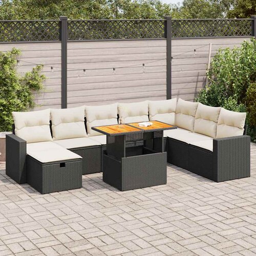  9-dijelni set vrtnih sofa s jastucima crni od poliratana bagrem Cijene