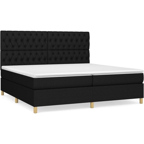  Krevet s oprugama i madracem crni 200x200 cm od tkanine Slike