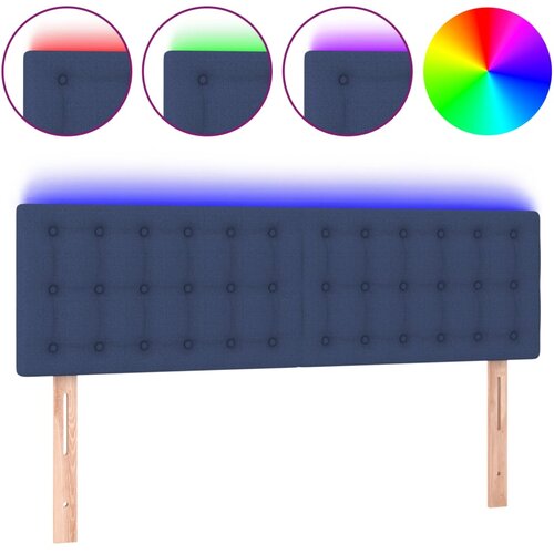Maison Chic led posteljno vzglavje - vzglavna omarica - nočna omarica modro 144x5x78/88 cm blago, (21712535) Slike