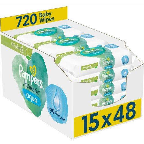 Pampers vlažne maramice Harmonie Aqua Plastic Free 15X48 Cene