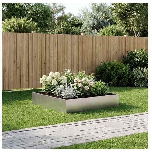 vidaXL Vrtna saksija Srebrna 100 x 100 x 20 cm Nehrđajući čelik - Nehrđajući čelik 100 x 100 x 20 cm 1 Cijene