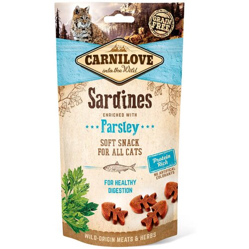 Carnilove Cat Semi Moist Snack - sardine &amp;amp; peter&amp;scaron;ilj, 50 g Slike
