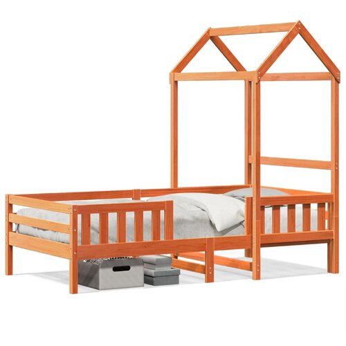VidaXL Okvir kreveta s krovom vo&amp;scaron;tano smeđi 100x200 cm od borovine Slike