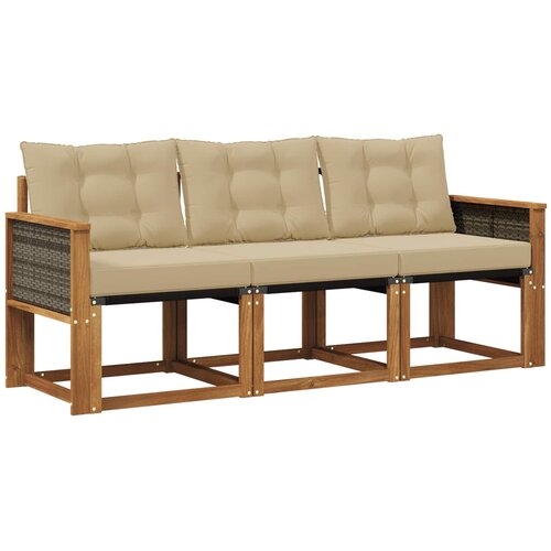 vidaXL Zunanja garnitura za sedenje z blazino 3 pcs Naravna in bež, (5000272755) Cene