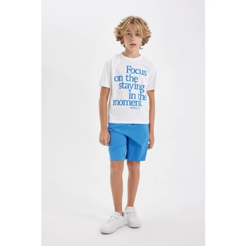 Defacto Boy's Printed Short Sleeve T-Shirt Shorts 2-Piece Set