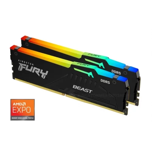 Kingston RAM memorija 32GB 5600MHz DDR5 RGBFury Beast (2x16), CL36, EXPOID: EK000558939