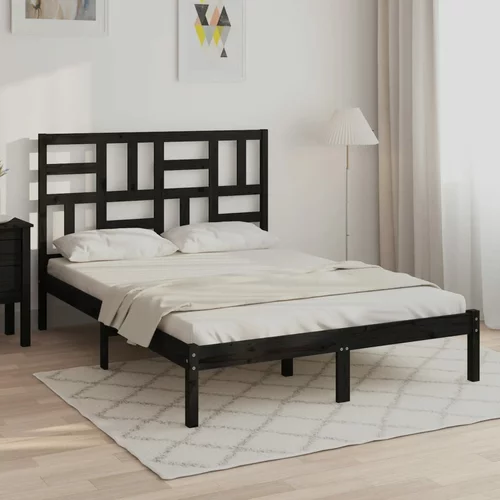 vidaXL Okvir za krevet crni masivno drvo 120 x 190 cm 4FT mali bračni