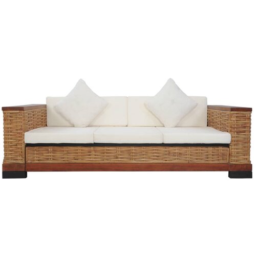 Maison Chic kavč - Sofa - Kanape trosed z blazinami rjav naravni ratan, (21726967) Cene