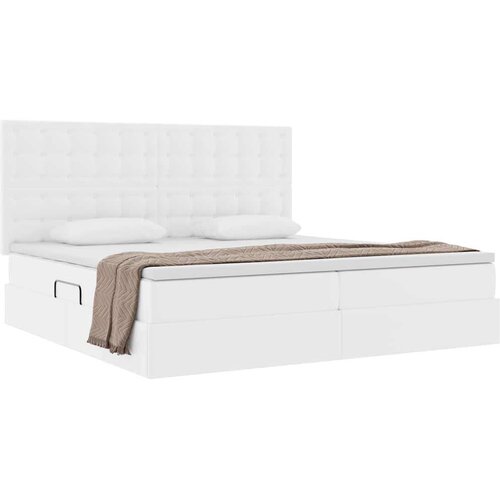 Krevet s od storage Čista bijela 200 x 200 cm Lažna koža Slike