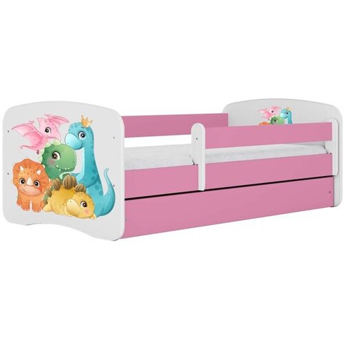 HAPPYKIDS Dječji krevet Dreamy dinosauri 140x70 sa madracem s ladicom Rozičasta Cene