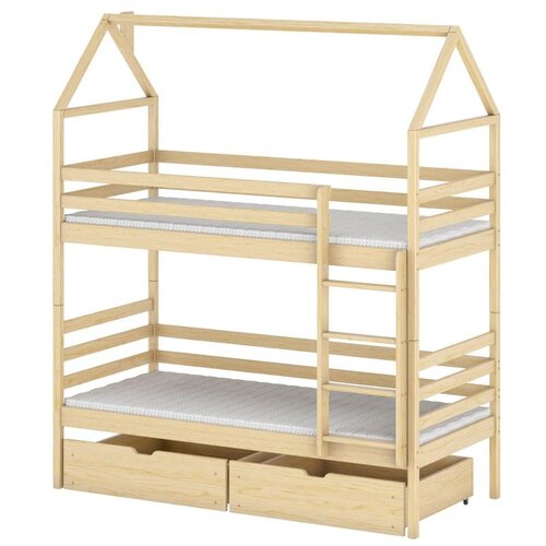 Molarem Home Drveni dječji krevet na kat Alex s ladicom - svijetlo drvo - 190x90 cm - Bez madraca Cijene