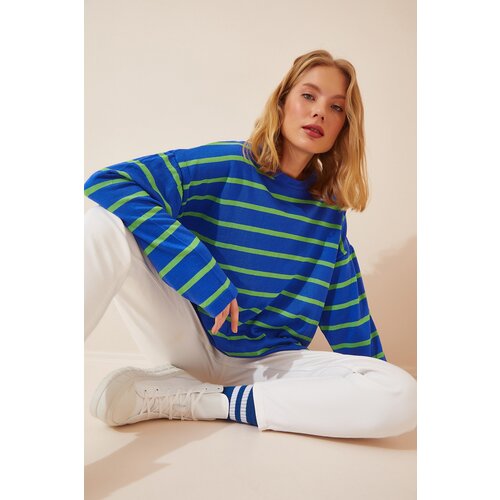  Women&amp;#039;s Blue Striped Oversize Knitwear Sweater Slike